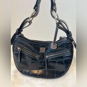 Dooney & Bourke Black Shoulder Bag with Polished Finish